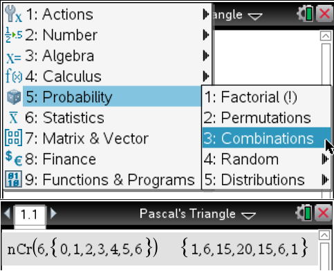 Combinations function