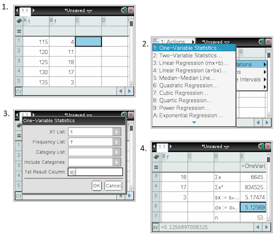 Standard deviation on a TInSpire