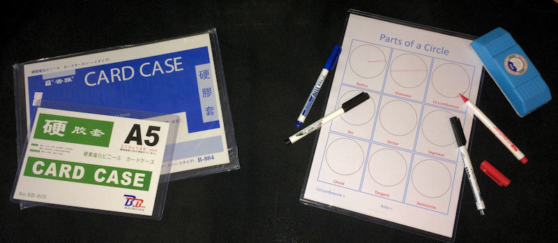 Worksheet in acetate holder