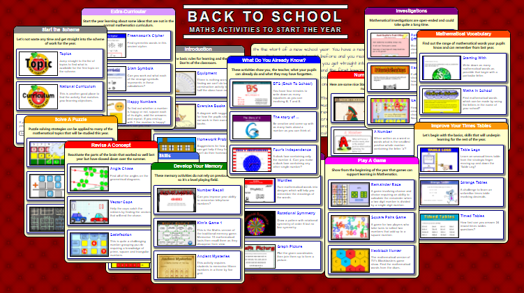 Back To School Maths Activities