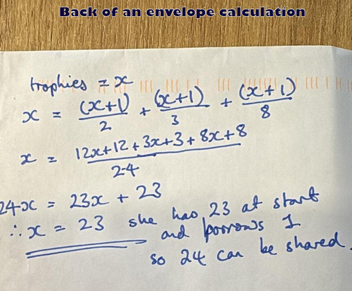 Back of an envelope calculation
