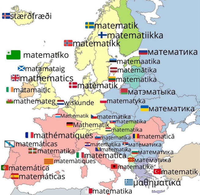 How Countries in Europe say Mathematics