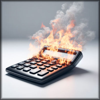 Calculator on fire
