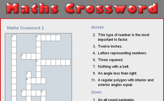 crossword maths starter starters mixed