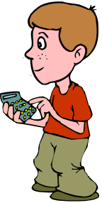 Boy using a calculator