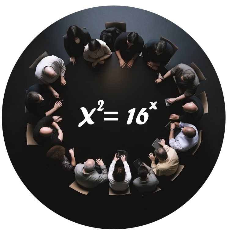 x squared equals sixteen to the power of x